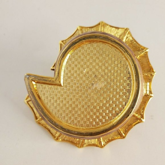 Bejeweled Enamel Inlay Sea Shell Hinged Trinket Box Rhinestones Gold - Picture 8 of 10